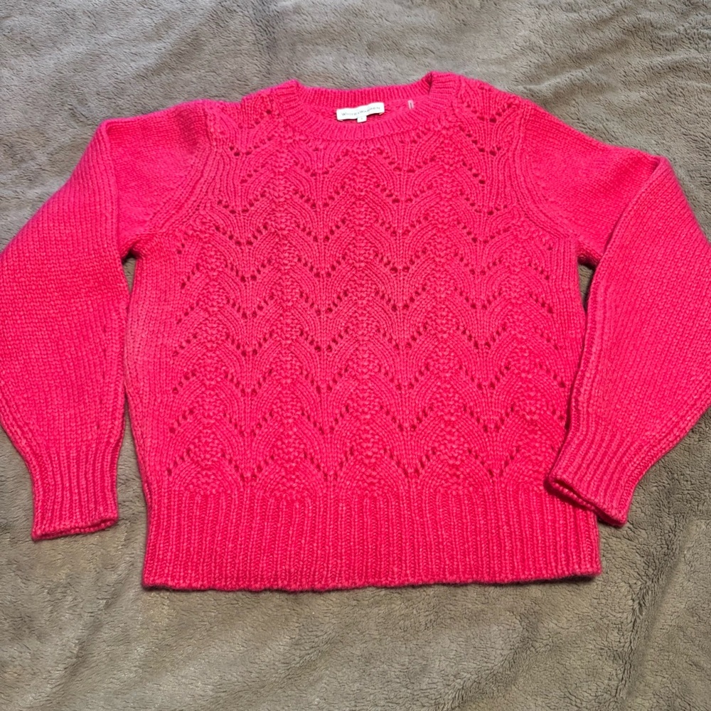 White + Warren Alpaca Blend Pointelle Sweater
